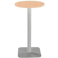 ONE Circular 600mm High Cafe & Bistro Table Beech With Silver Square Base ONE Circular 600mm High Cafe & Bistro Table Beech With Silver Square Base