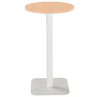 ONE Circular 600mm High Cafe & Bistro Table Beech With White Square Base ONE Circular 600mm High Cafe & Bistro Table Beech With White Square Base