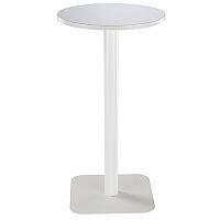 ONE Circular 600mm High Cafe & Bistro Table White With White Square Base ONE Circular 600mm High Cafe & Bistro Table White With White Square Base
