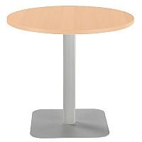 ONE Circular 800mm Cafe & Bistro Table Beech With Silver Square Base ONE Circular 800mm Cafe & Bistro Table Beech With Silver Square Base