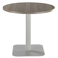 ONE Circular 800mm Cafe & Bistro Table Dark Walnut With Silver Square Base ONE Circular 800mm Cafe & Bistro Table Dark Walnut With Silver Square Base