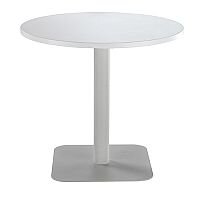 ONE Circular 800mm Cafe & Bistro Table White With Silver Square Base ONE Circular 800mm Cafe & Bistro Table White With Silver Square Base