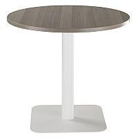 ONE Circular 800mm Cafe & Bistro Table Dark Walnut With White Square Base ONE Circular 800mm Cafe & Bistro Table Dark Walnut With White Square Base
