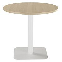 ONE Circular 800mm Cafe & Bistro Table Grey Oak With White Square Base ONE Circular 800mm Cafe & Bistro Table Grey Oak With White Square Base