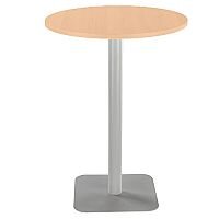 ONE Circular 800mm High Cafe & Bistro Table Beech With Silver Square Base ONE Circular 800mm High Cafe & Bistro Table Beech With Silver Square Base