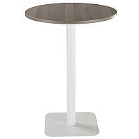 ONE Circular 800mm High Cafe & Bistro Table Dark Walnut With White Square Base ONE Circular 800mm High Cafe & Bistro Table Dark Walnut With White Square Base