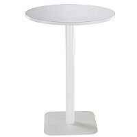 ONE Circular 800mm High Cafe & Bistro Table White With White Square Base ONE Circular 800mm High Cafe & Bistro Table White With White Square Base