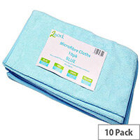2Work Blue 400 x 400mm Microfibre Cleaning Cloths (10 Pack) 101161BU 2Work Blue 400 x 400mm Microfibre Cleaning Cloths (10 Pack) 101161BU