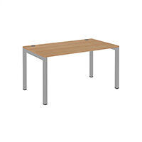 Connex Single Desk 1400mm x 800mm - Silver Frame, Grey Oak Top