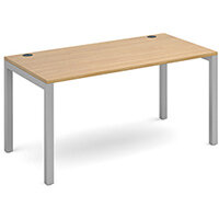Connex starter unit single 1400mm x 800mm - silver frame, oak top Connex starter unit single 1400mm x 800mm - silver frame, oak top