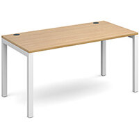 Connex single desk 1400mm x 800mm - white frame, oak top