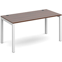 Connex single desk 1400mm x 800mm - white frame, walnut top