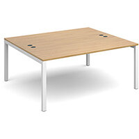 Connex back to back desks 1600mm x 1600mm - white frame, oak top