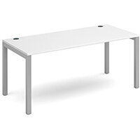 Connex single desk 1600mm x 800mm - silver frame, white top