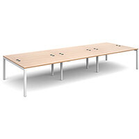 Connex triple back to back desks 4200mm x 1600mm - white frame, beech top Connex triple back to back desks 4200mm x 1600mm - white frame, beech top