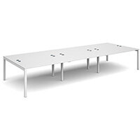 Connex triple back to back desks 4200mm x 1600mm - white frame, white top