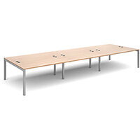 Connex triple back to back desks 4800mm x 1600mm - silver frame, beech top