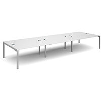Connex triple back to back desks 4800mm x 1600mm - silver frame, white top Connex triple back to back desks 4800mm x 1600mm - silver frame, white top