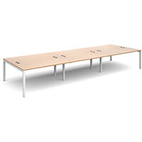 Connex triple back to back desks 4800mm x 1600mm - white frame, beech top Connex triple back to back desks 4800mm x 1600mm - white frame, beech top