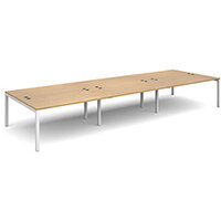 Connex triple back to back desks 4800mm x 1600mm - white frame, oak top Connex triple back to back desks 4800mm x 1600mm - white frame, oak top
