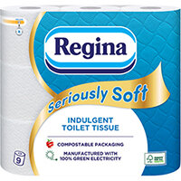 Regina Seriously Soft 3Ply Toilet Tissue 9 Roll White Pack 5 1102179 Regina Seriously Soft 3Ply Toilet Tissue 9 Roll White Pack 5 1102179