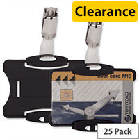 Security Pass Badge Holder Black 54x85mm Pack 25 Durable