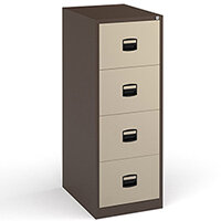 Steel 4 drawer contract filing cabinet 1321mm high - coffee/cream Steel 4 drawer contract filing cabinet 1321mm high - coffee/cream