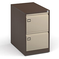Steel 2 drawer filing cabinet 711mm high - coffee/cream Steel 2 drawer filing cabinet 711mm high - coffee/cream