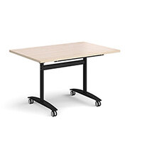 Rectangular deluxe fliptop meeting table with black frame 1200mm x 800mm - maple Rectangular deluxe fliptop meeting table with black frame 1200mm x 800mm - maple