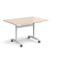 Rectangular deluxe fliptop meeting table with white frame 1200mm x 800mm - maple Rectangular deluxe fliptop meeting table with white frame 1200mm x 800mm - maple