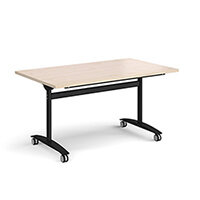 Rectangular deluxe fliptop meeting table with black frame 1400mm x 800mm - maple Rectangular deluxe fliptop meeting table with black frame 1400mm x 800mm - maple