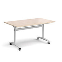 Rectangular deluxe fliptop meeting table with white frame 1400mm x 800mm - maple Rectangular deluxe fliptop meeting table with white frame 1400mm x 800mm - maple