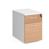 Duo 2 Drawer Mobile Pedestal 600Mm Deep - White With Beech Drawers Duo 2 Drawer Mobile Pedestal 600Mm Deep - White With Beech Drawers