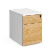 Duo 2 Drawer Mobile Pedestal 600Mm Deep - White With Oak Drawers Duo 2 Drawer Mobile Pedestal 600Mm Deep - White With Oak Drawers