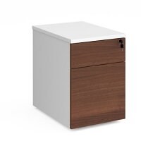 Duo 2 Drawer Mobile Pedestal 600Mm Deep - White With Walnut Drawers Duo 2 Drawer Mobile Pedestal 600Mm Deep - White With Walnut Drawers