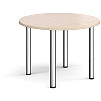 Circular chrome radial leg meeting table 1000mm - maple Circular chrome radial leg meeting table 1000mm - maple