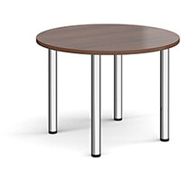Circular chrome radial leg meeting table 1000mm - walnut Circular chrome radial leg meeting table 1000mm - walnut