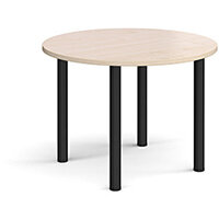 Circular black radial leg meeting table 1000mm - maple Circular black radial leg meeting table 1000mm - maple