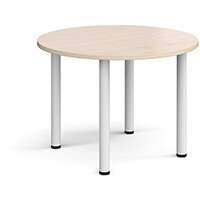 Circular white radial leg meeting table 1000mm - maple Circular white radial leg meeting table 1000mm - maple