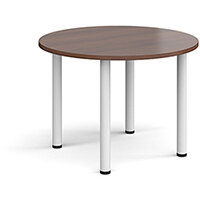 Circular white radial leg meeting table 1000mm - walnut Circular white radial leg meeting table 1000mm - walnut
