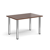 Rectangular chrome radial leg meeting table 1200mm x 800mm - walnut Rectangular chrome radial leg meeting table 1200mm x 800mm - walnut