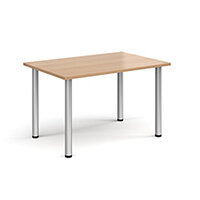 Rectangular Silver Radial Leg Meeting Table W1200xD800xH725mm - Beech