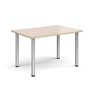 Rectangular silver radial leg meeting table 1200mm x 800mm - maple Rectangular silver radial leg meeting table 1200mm x 800mm - maple