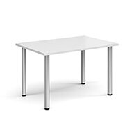 Rectangular Silver Radial Leg Meeting Table W1200xD800xH725mm - White