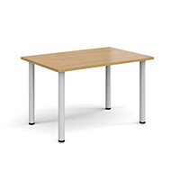 Rectangular White Radial Leg Meeting Table W1200xD800xH725mm - Oak