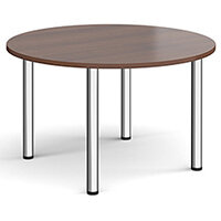 Circular chrome radial leg meeting table 1200mm - walnut Circular chrome radial leg meeting table 1200mm - walnut