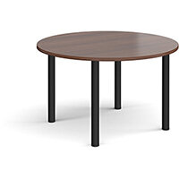 Circular black radial leg meeting table 1200mm - walnut Circular black radial leg meeting table 1200mm - walnut