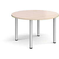 Circular silver radial leg meeting table 1200mm - maple Circular silver radial leg meeting table 1200mm - maple