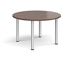 Circular silver radial leg meeting table 1200mm - walnut Circular silver radial leg meeting table 1200mm - walnut