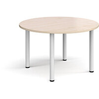 Circular white radial leg meeting table 1200mm - maple Circular white radial leg meeting table 1200mm - maple